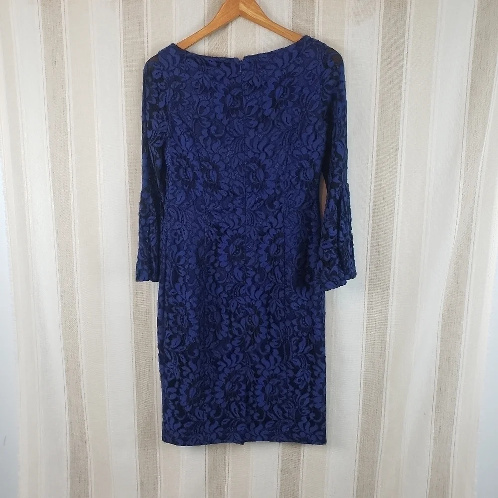 Eliza J Lace Sheath Dress Blue Black Size 4‎